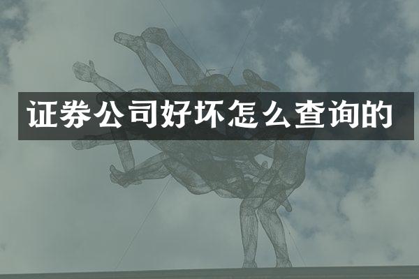 证券公司好坏怎么查询的