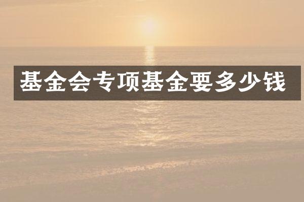 基金会专项基金要多少钱