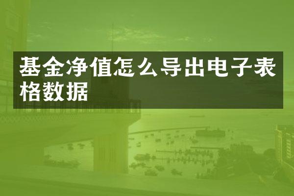 基金净值怎么导出电子表格数据