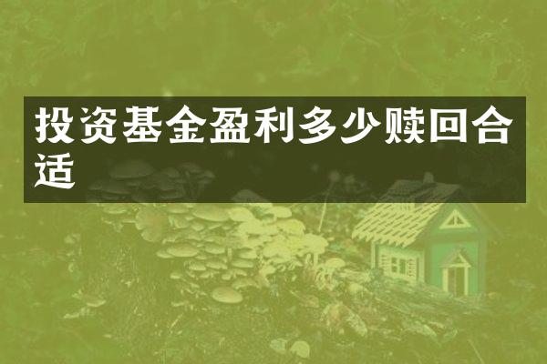 投资基金盈利多少赎回合适