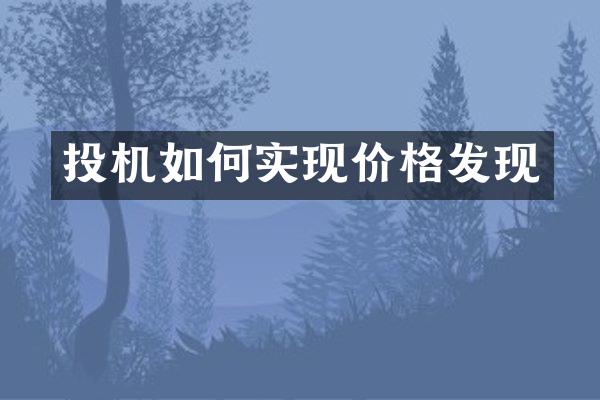 投机如何实现价格发现