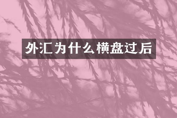 外汇为什么横盘过后