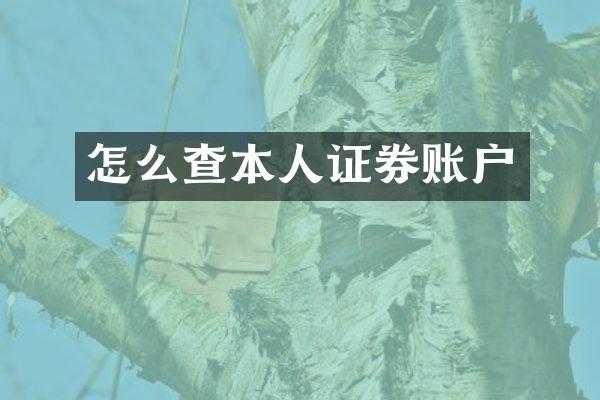 怎么查本人证券账户