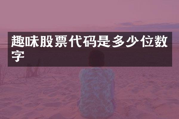 趣味股票代码是多少位数字