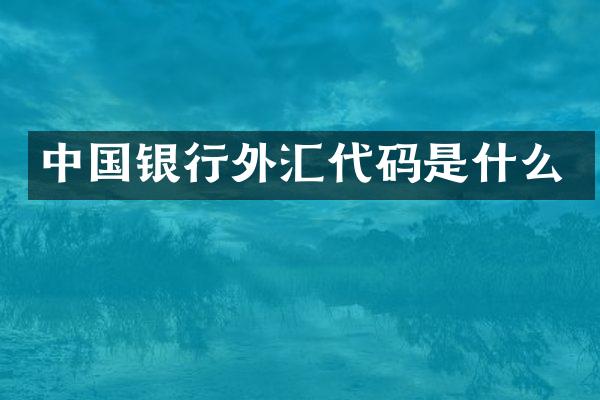 中国银行外汇代码是什么