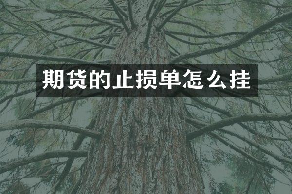 期货的止损单怎么挂