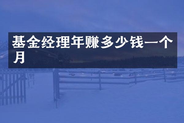 基金经理年赚多少钱一个月