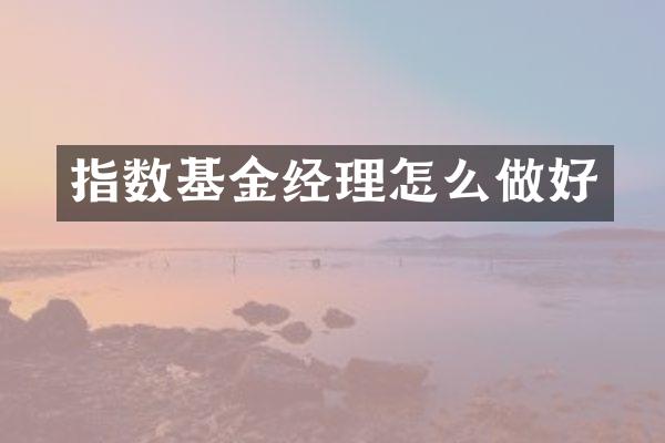 指数基金经理怎么做好