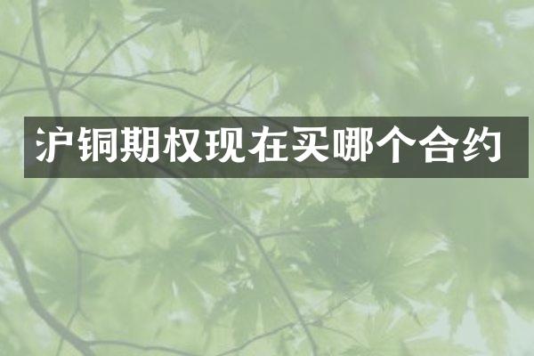 沪铜期权现在买哪个合约