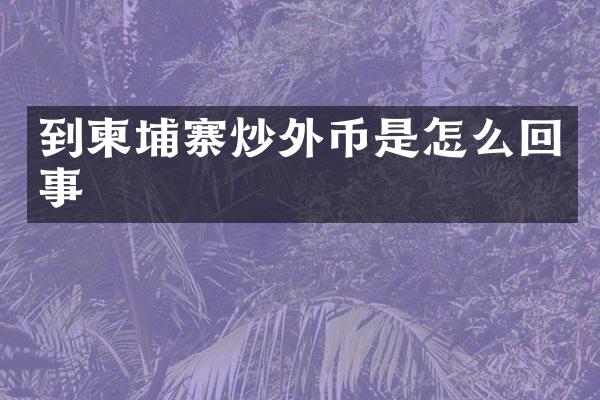 到柬埔寨炒外币是怎么回事