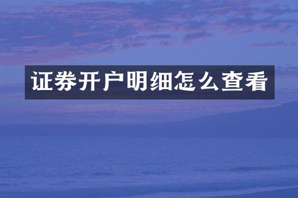 证券开户明细怎么查看