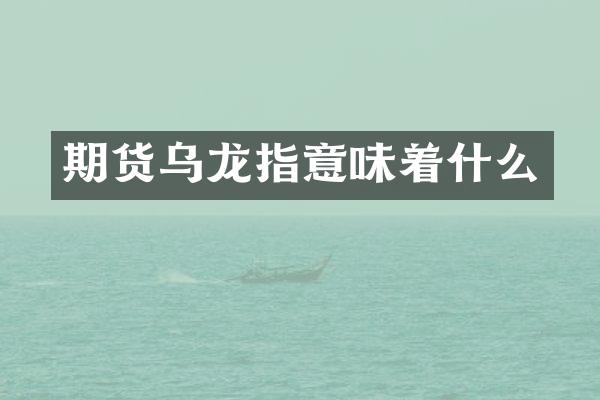 期货乌龙指意味着什么