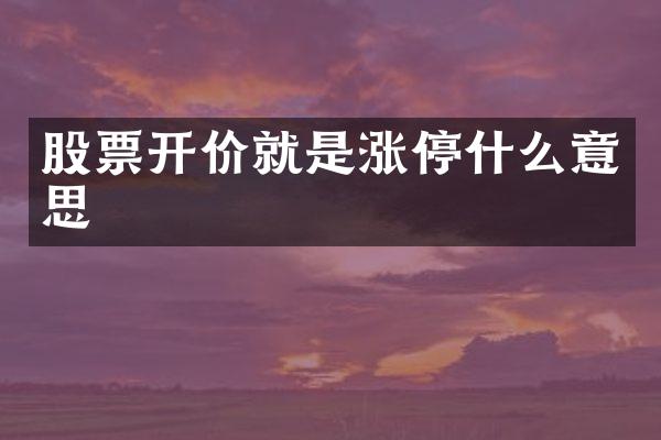 股票开价就是涨停什么意思