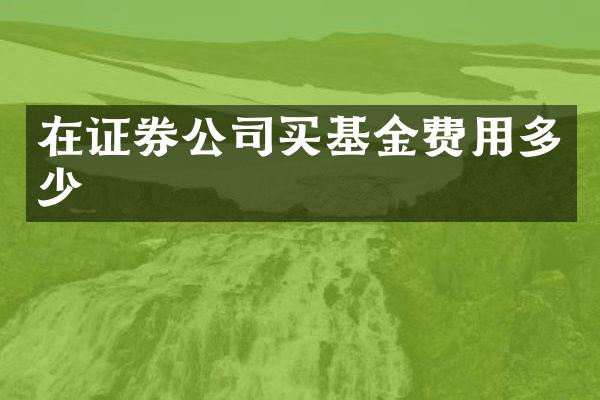 在证券公司买基金费用多少