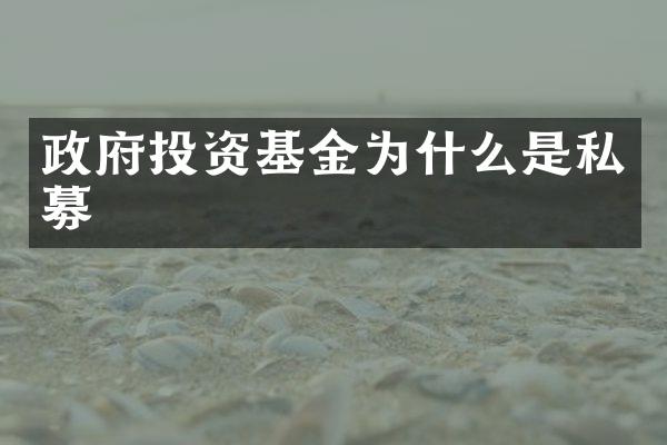 政府投资基金为什么是私募