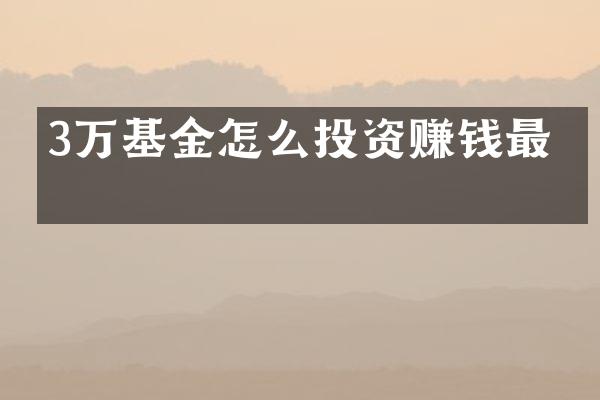 3万基金怎么投资赚钱最快