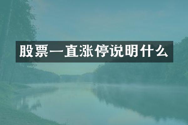 股票一直涨停说明什么