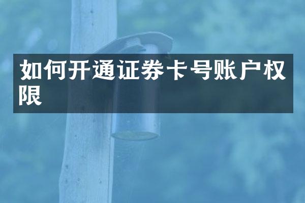 如何开通证券卡号账户权限