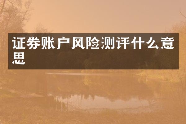 证券账户风险测评什么意思