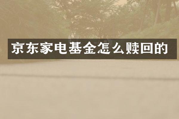 京东家电基金怎么赎回的