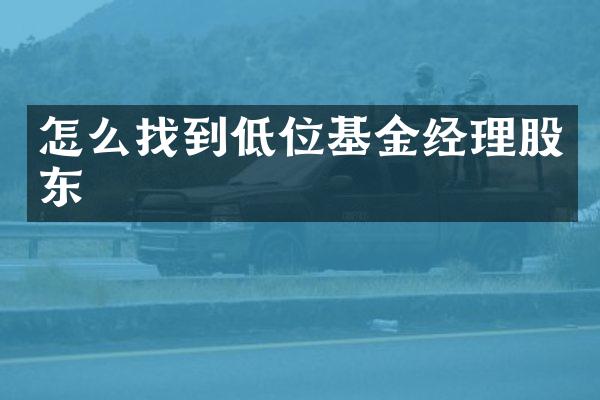 怎么找到低位基金经理股东
