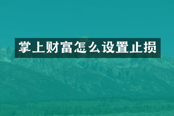 掌上财富怎么设置止损