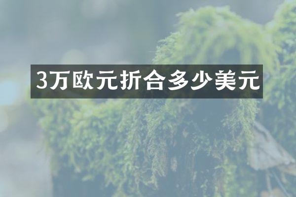 3万欧元折合多少美元
