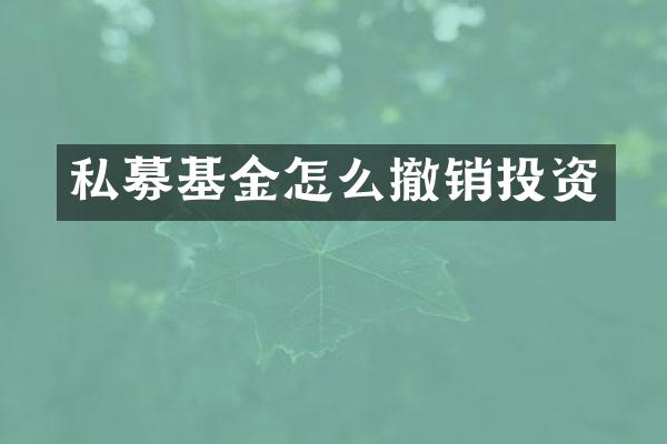 私募基金怎么撤销投资
