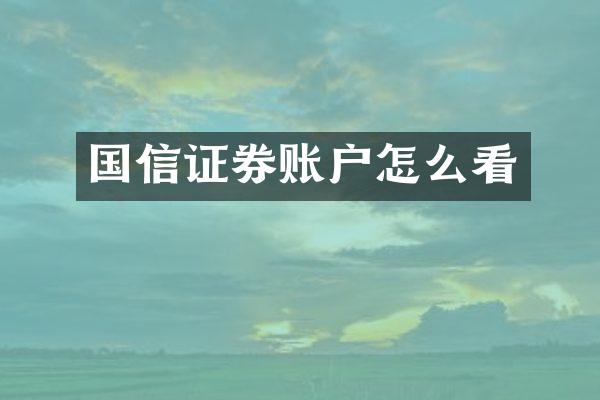 国信证券账户怎么看