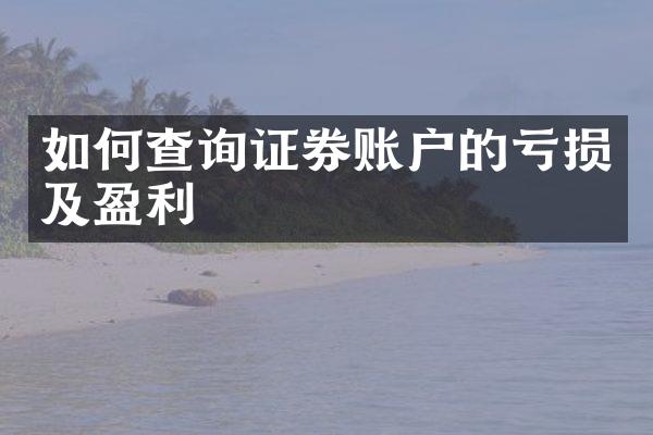 如何查询证券账户的亏损及盈利