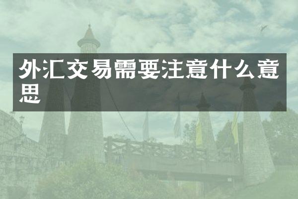外汇交易需要注意什么意思