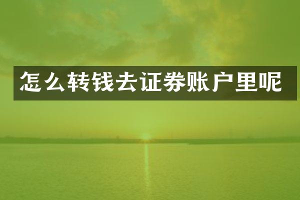 怎么转钱去证券账户里呢