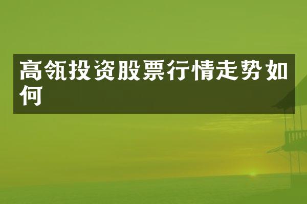 高瓴投资股票行情走势如何