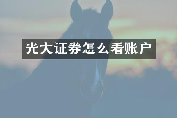 光大证券怎么看账户