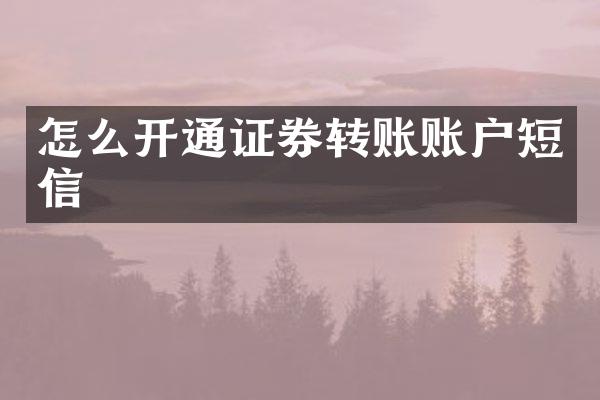 怎么开通证券转账账户短信