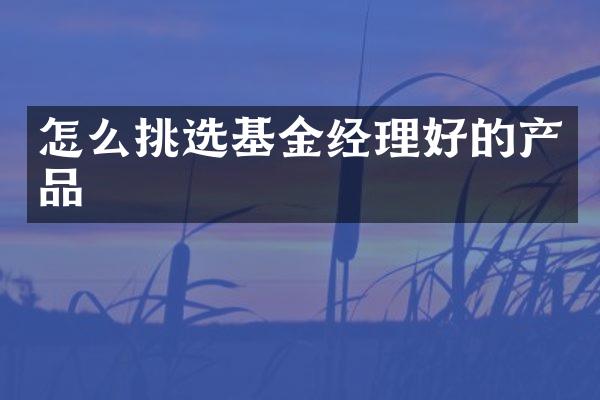 怎么挑选基金经理好的产品