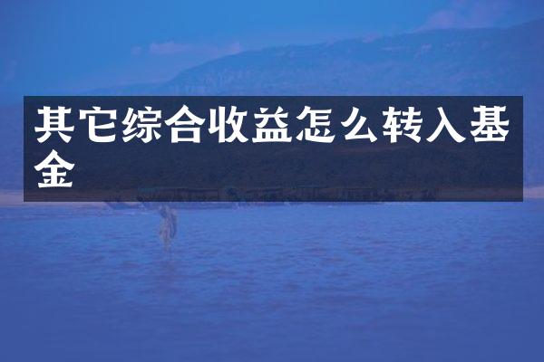 其它综合收益怎么转入基金