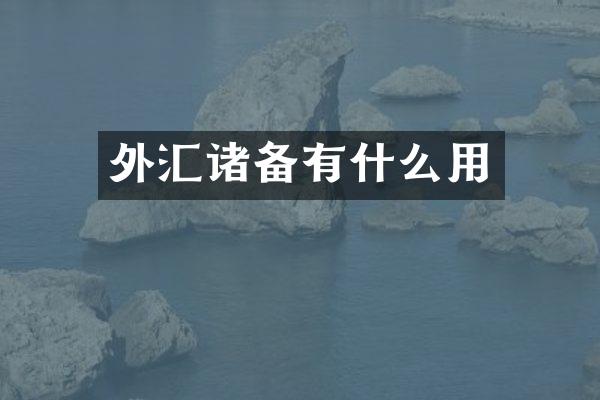 外汇诸备有什么用