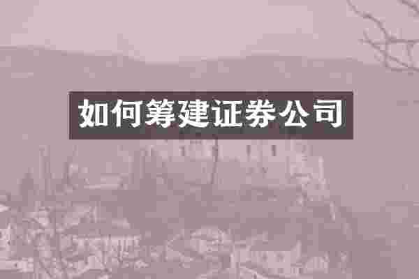 如何筹建证券公司