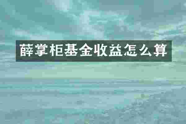 薛掌柜基金收益怎么算