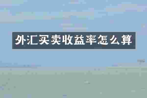 外汇买卖收益率怎么算