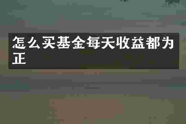 怎么买基金每天收益都为正