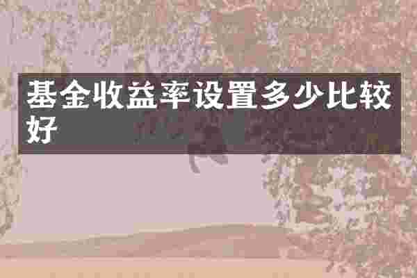 基金收益率设置多少比较好