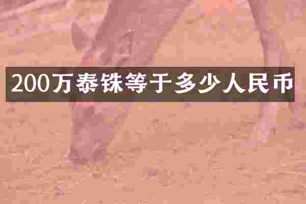 200万泰铢等于多少人民币