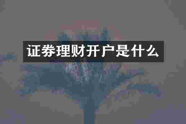 证券理财开户是什么
