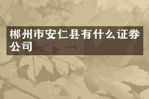 郴州市安仁县有什么证券公司