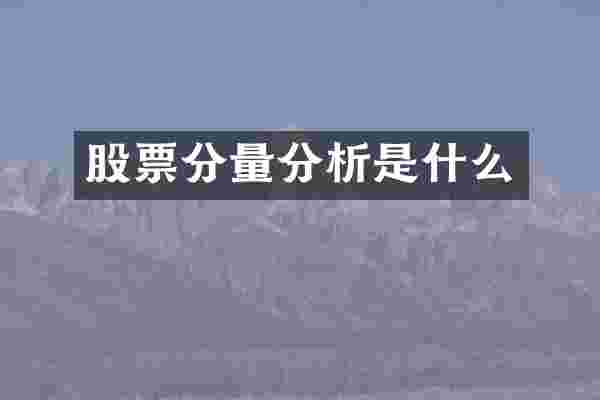 股票分量分析是什么