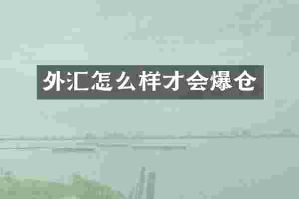 外汇怎么样才会爆仓