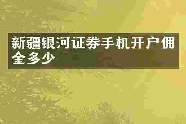 新疆银河证券手机开户佣金多少