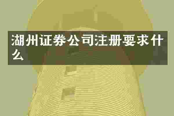 湖州证券公司注册要求什么